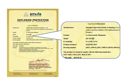 Explosion Proof Certificate Certification