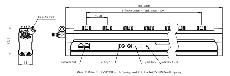 Specification of QP-S35 Static Eliminator