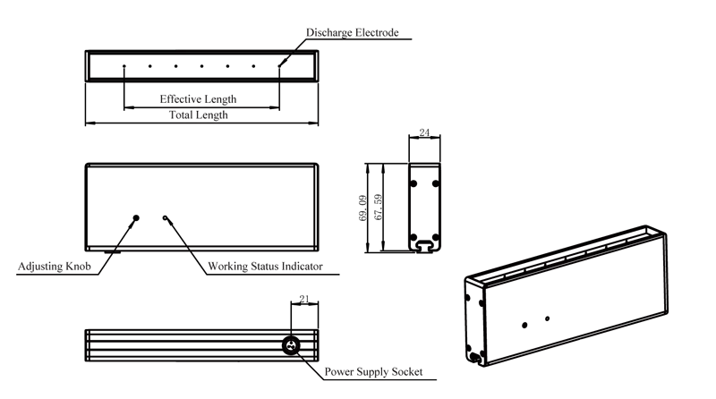 Specification of QP-S66-1 Static Eliminator